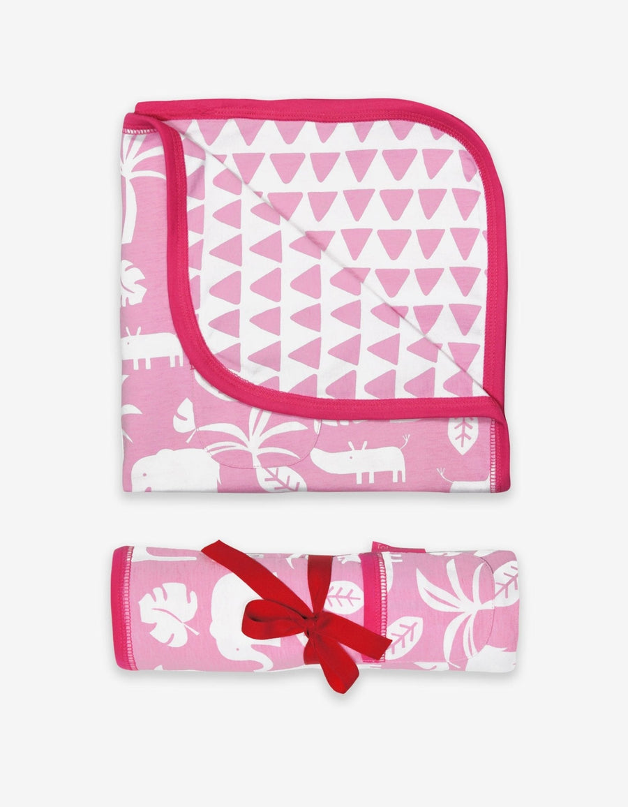 Luxury Organic Cotton Baby Blanket for Sleeping, Snuggling, and Gifting - Soft Two-Sided Design with Jungle Print and Triangles by Toby Tiger at brixbailey.com