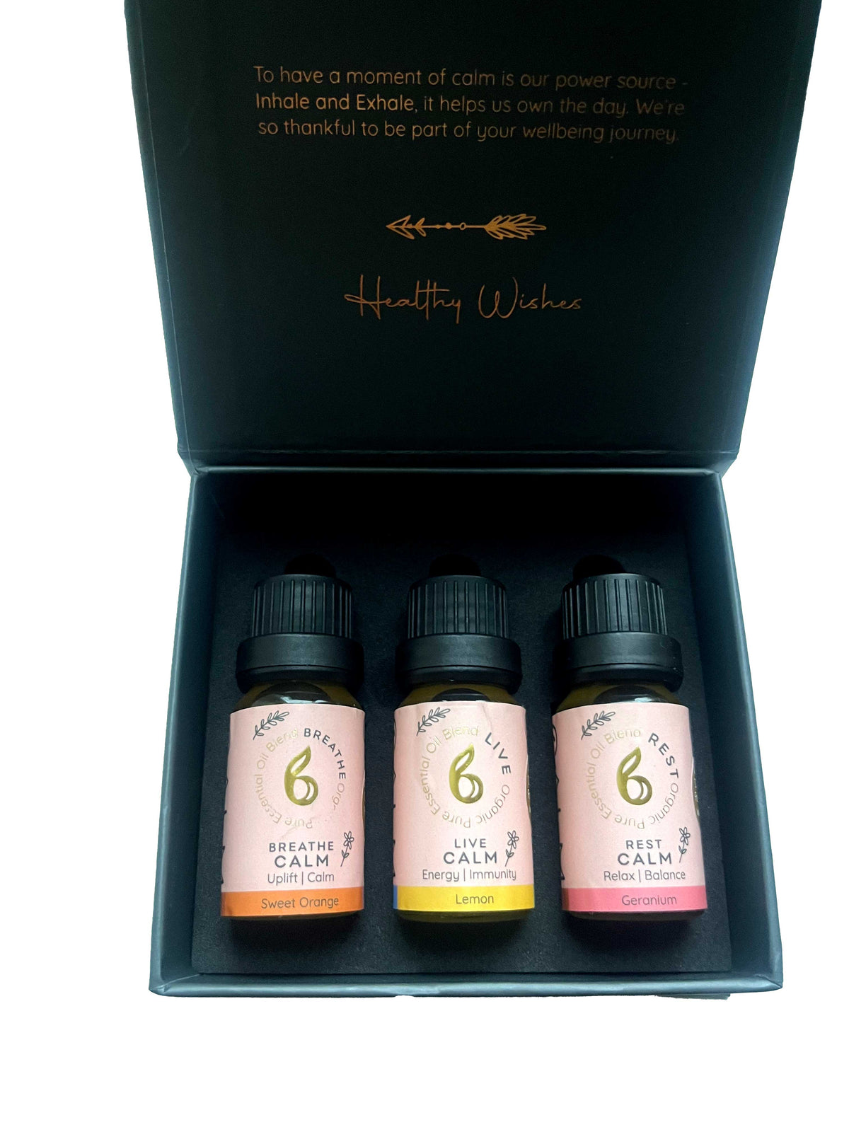 B Calm Blended Essential Oil Gift Set – Breathe, Live &amp; Rest – Stress Relief, Energy Boost &amp; Sleep &amp; Hormone Support – 3×10ml
