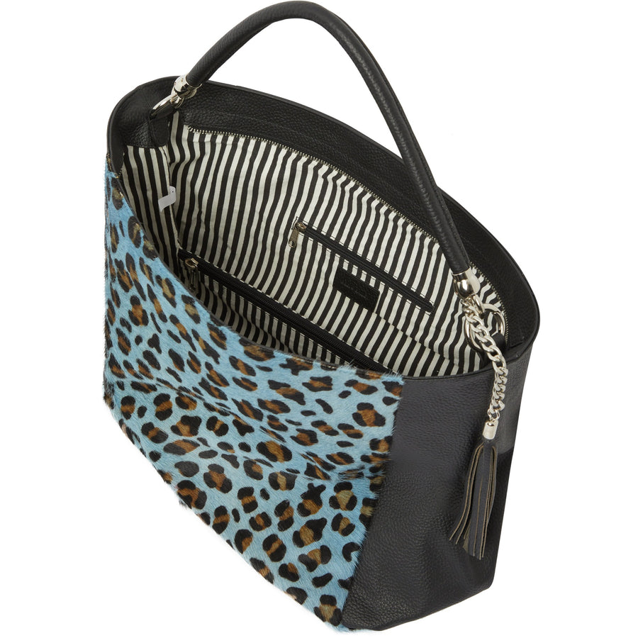 Blue Animal Print Leather Shoulder Bag Brix and Bailey Brand