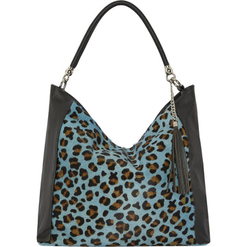 Blue Animal Print Leather Shoulder Bag Brix and Bailey Brand