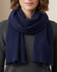 Navy Handloom Cashmere Scarf