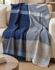 Harbor Blue Color Block Alpaca Throw
