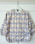 Long Sleeved Baby Bib - Blue Harlequin