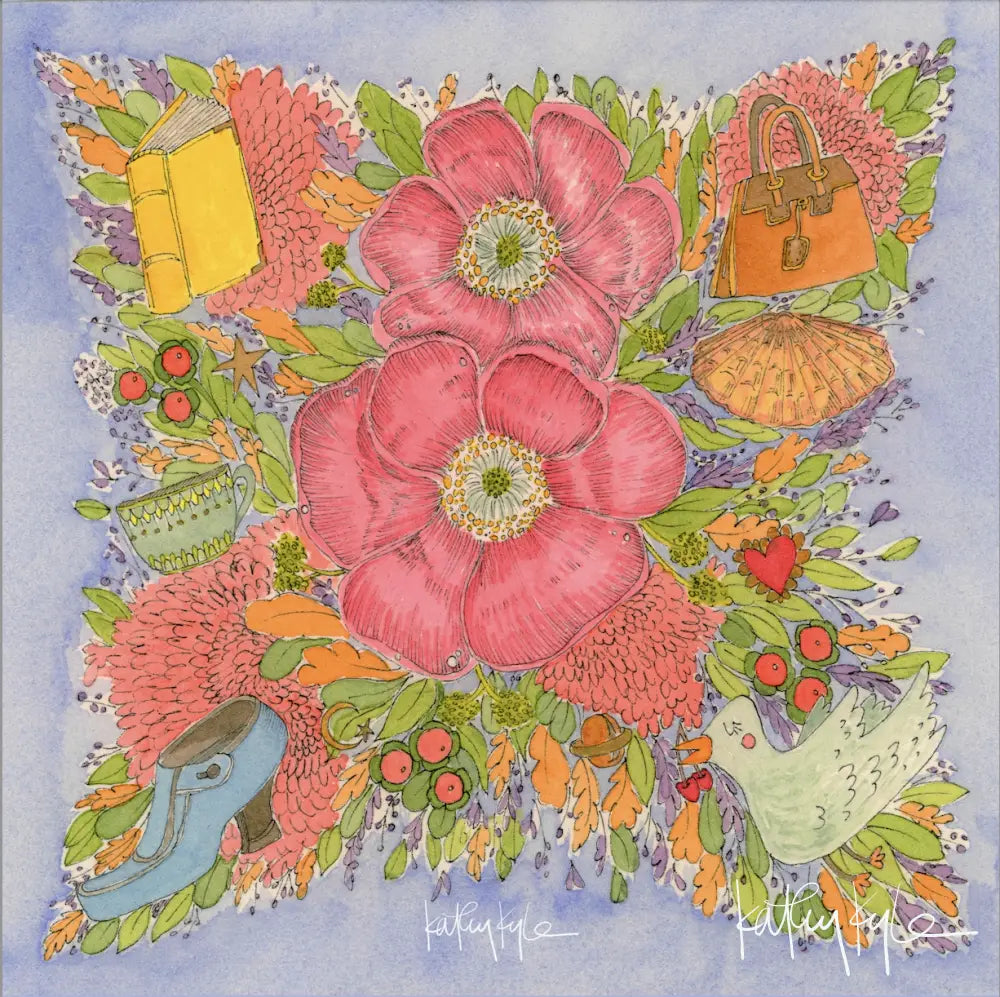 Blue Floral Dreams Silk Scarf