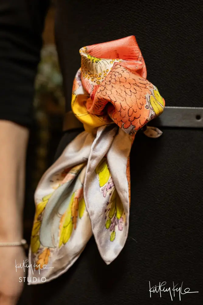 Blue Floral Dreams Silk Scarf