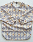 Long Sleeved Baby Bib - Blue Harlequin