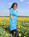 Petite Blue Dress with Pockets | Flattering Fit | UK Petite Women’s Dress