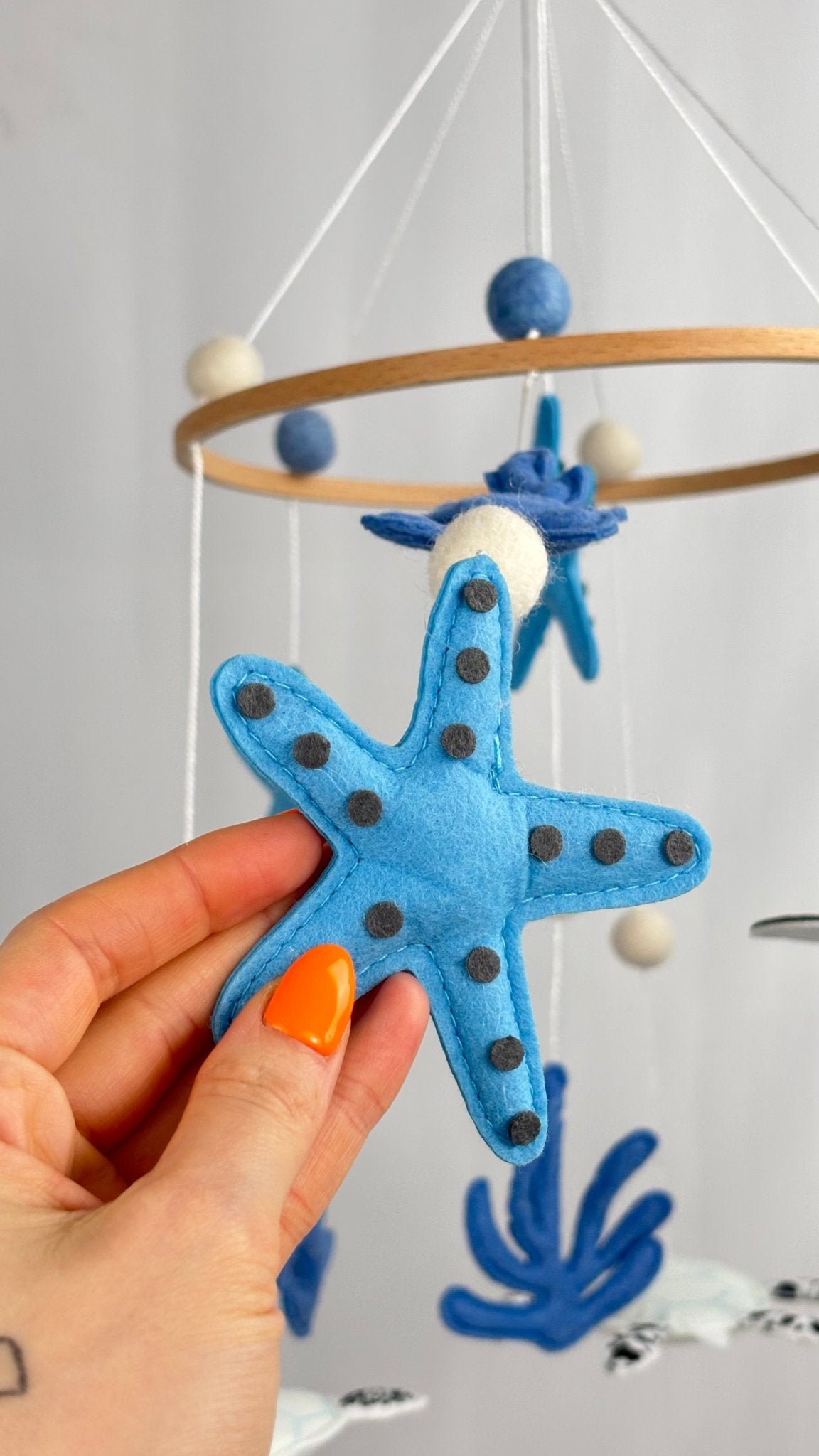 Blue Sea Cot Mobile Handcrafted Nursery Decor