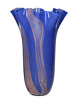 Blue Twist Glass Vase with Scallop