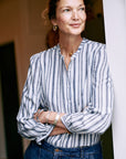 Nora blouse sargasso sea stripe