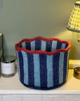Stripy Scalloped Basket - Blueberry