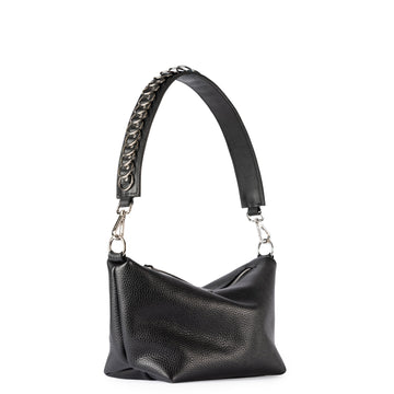 Top Grain Leather Baguette Bag with Metal Details