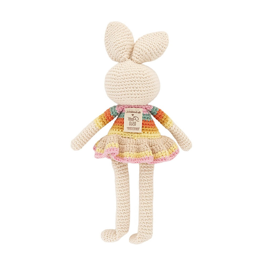 Organic Cotton Pink Rainbow Bonnie Ballerina Bunny Crochet Baby Toy