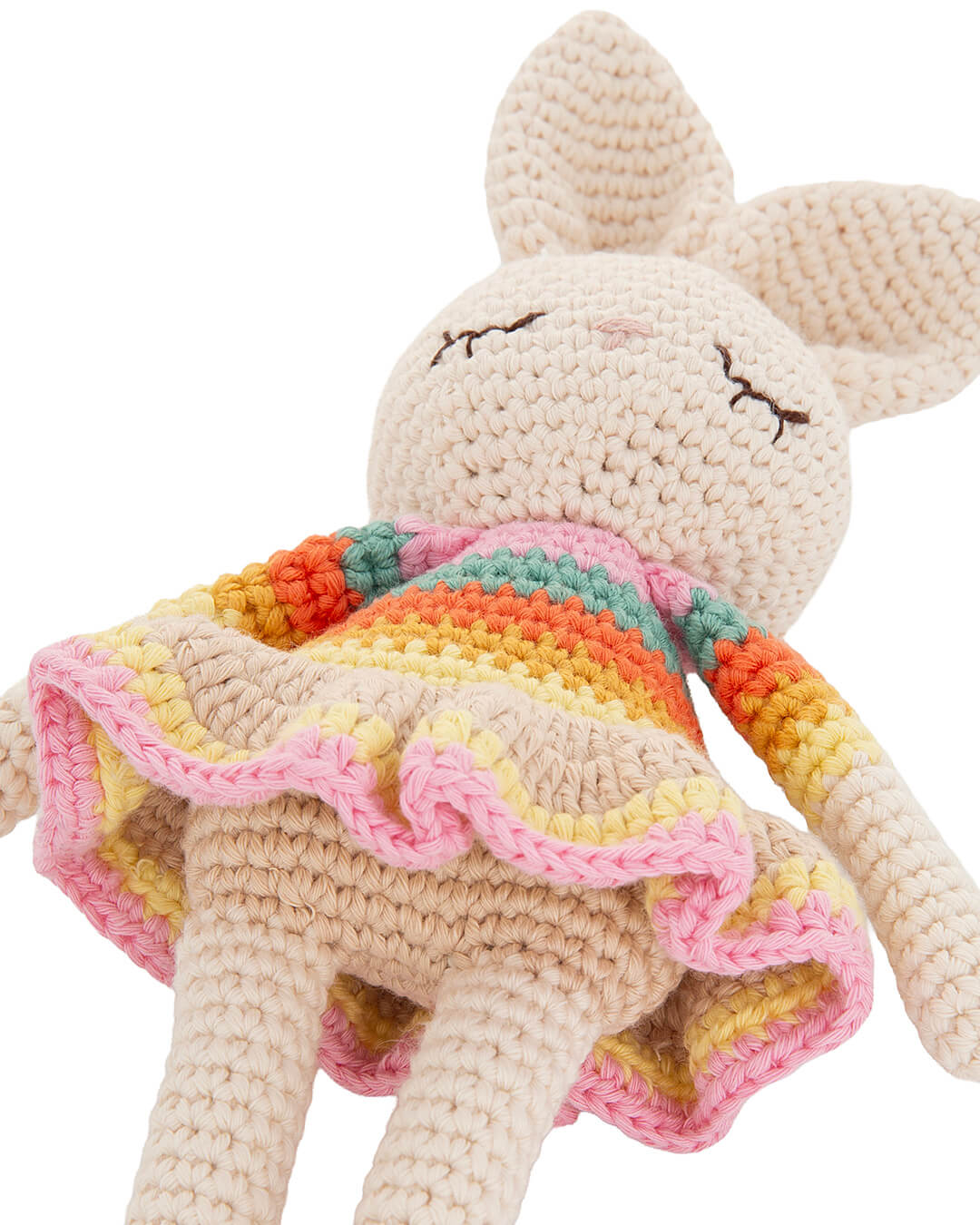 Organic Cotton Pink Rainbow Bonnie Ballerina Bunny Crochet Baby Toy