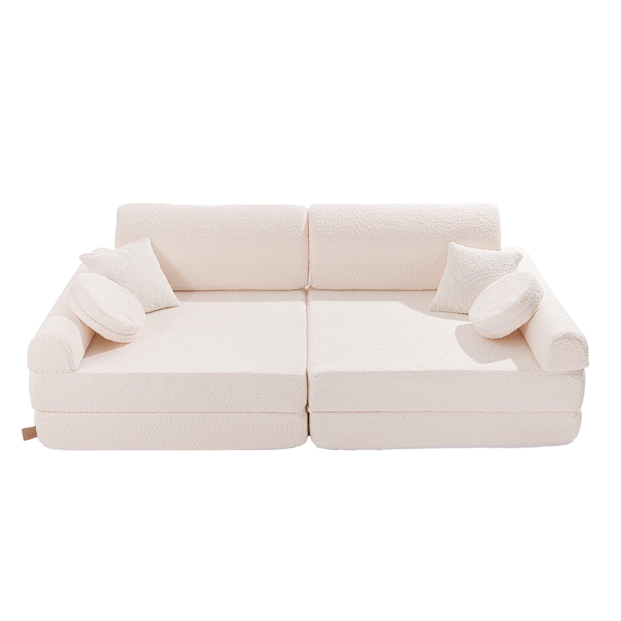 Large Modular Kids Sofa in White Boucle