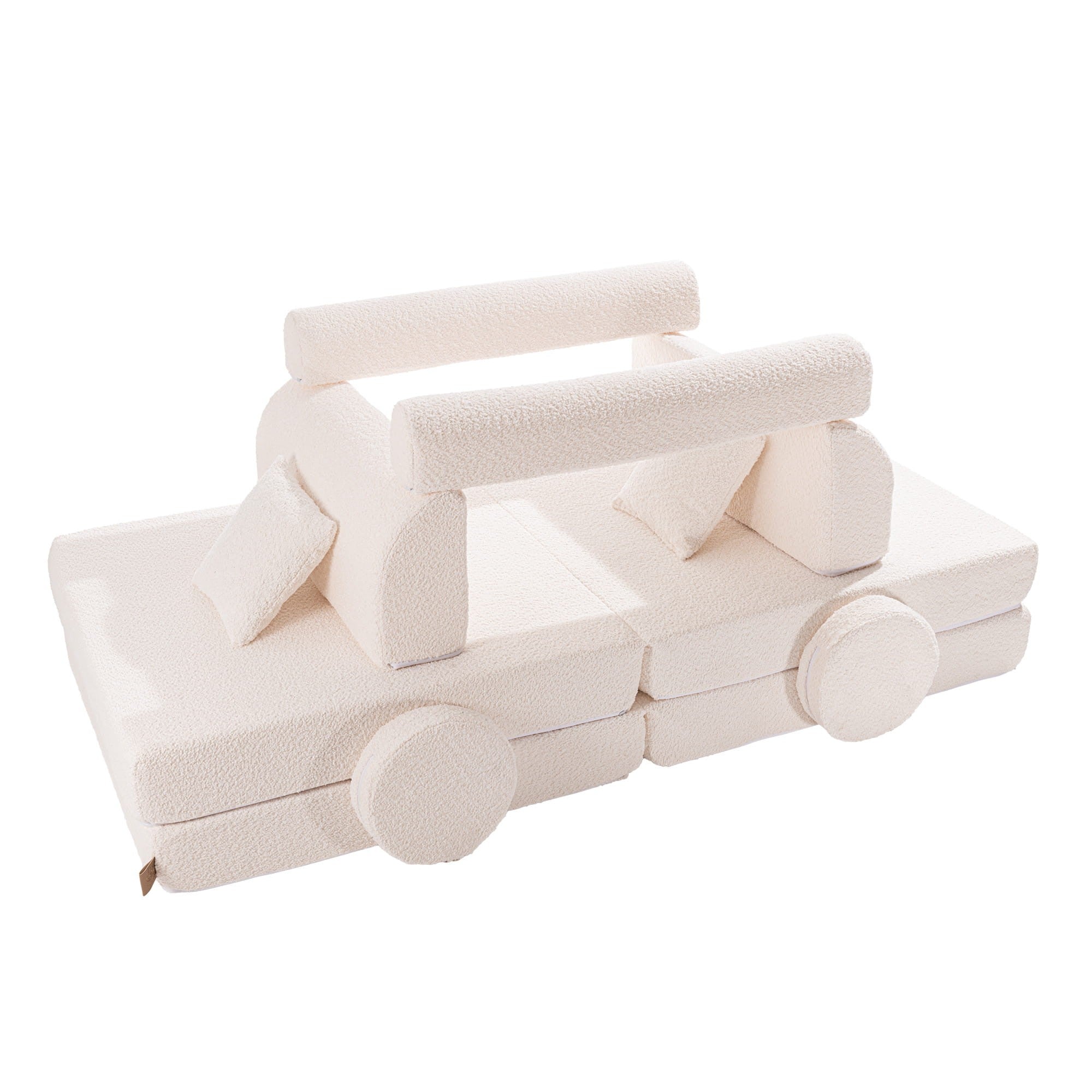 Large Modular Kids Sofa in White Boucle