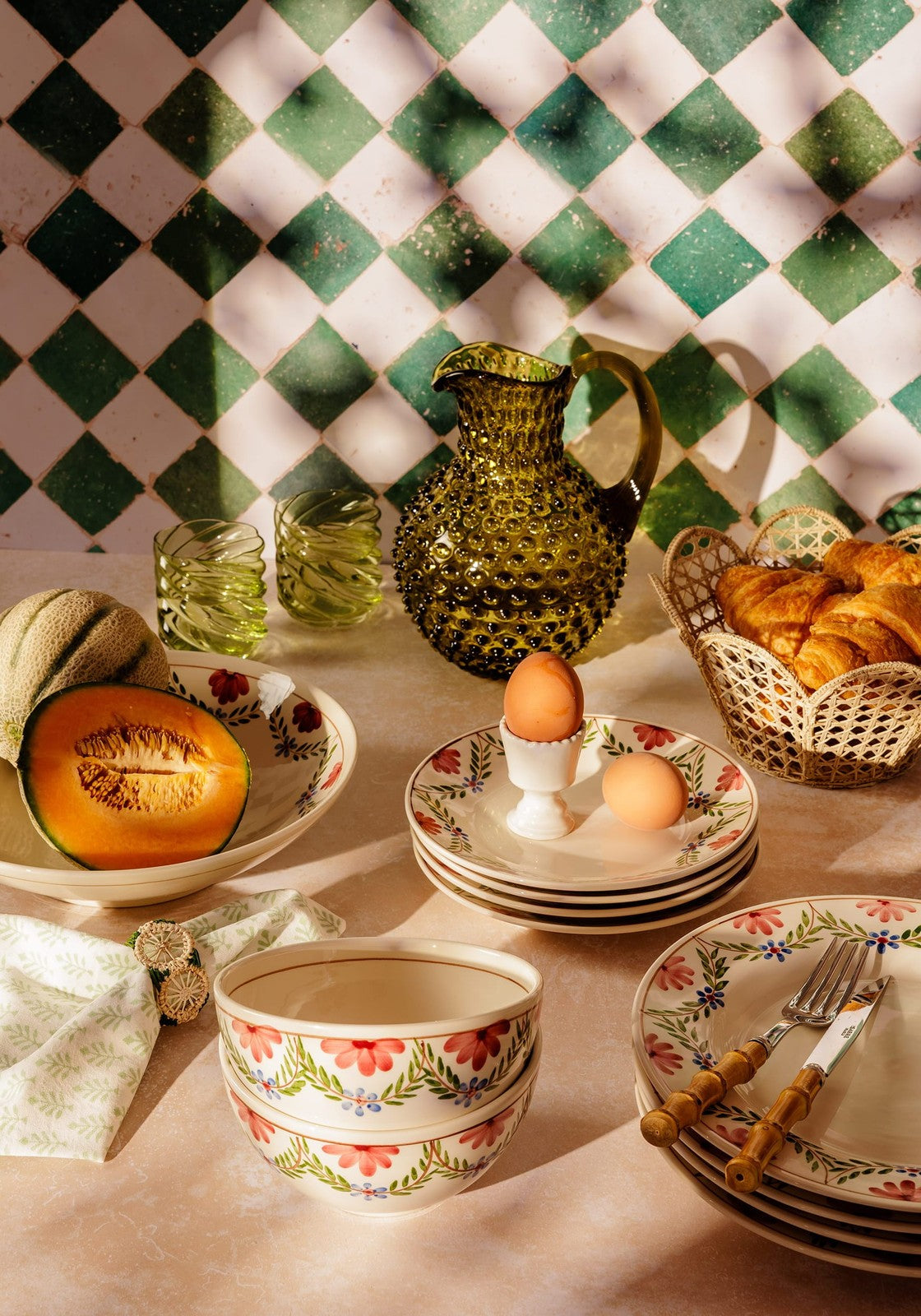 Camilla Cereal Bowl, Green Garland