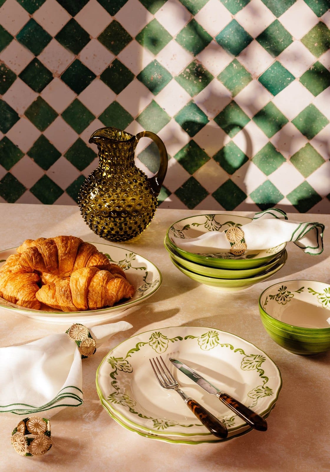 Cara Shell Pasta Bowl, Green Set of 4