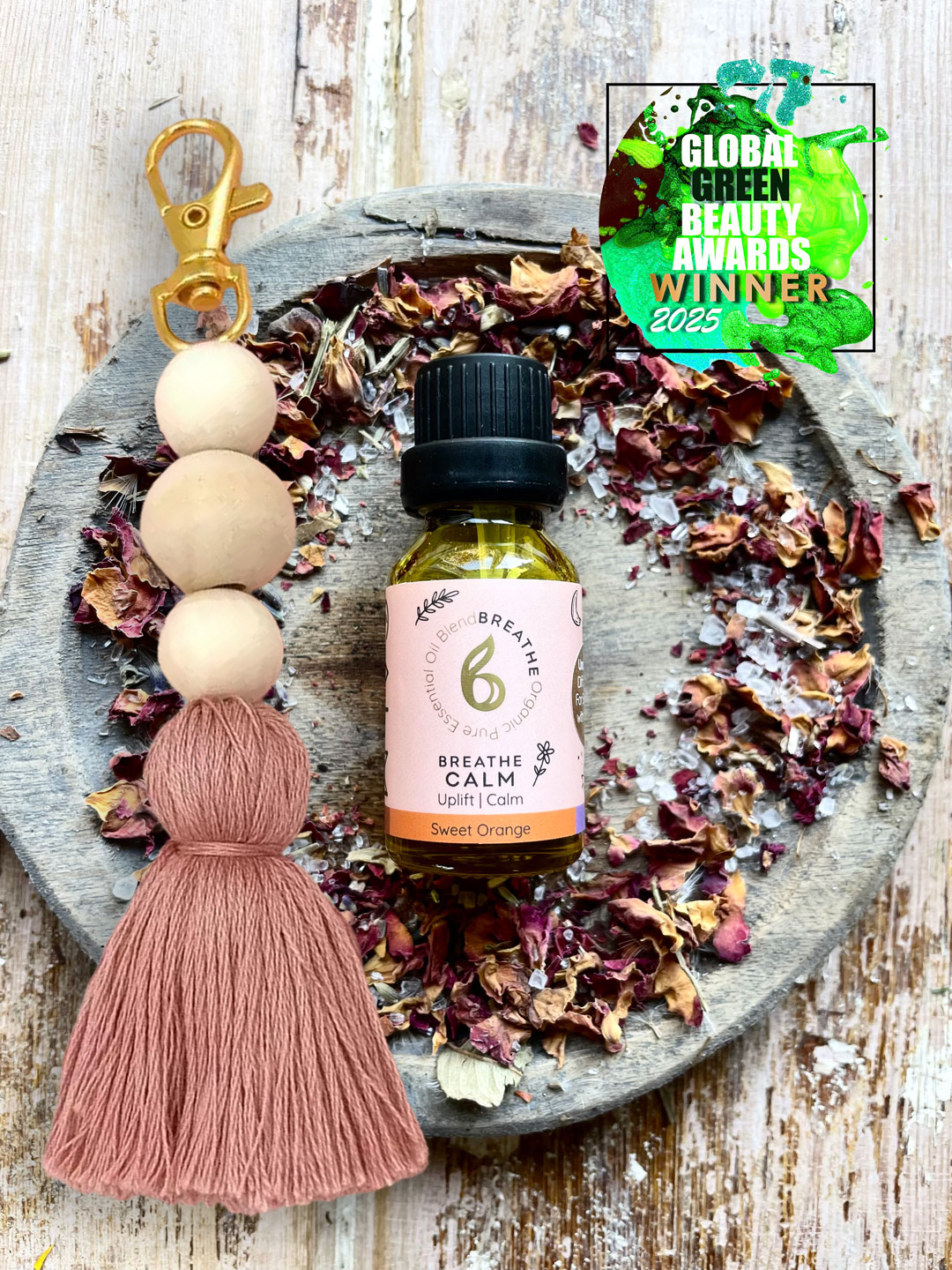 Keyring Diffuser &amp; Breathe Calm Organic Essential Oil 10ml