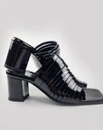 Black Handmade Patent Leather Strappy Sandals
