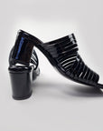 Black Handmade Patent Leather Strappy Sandals
