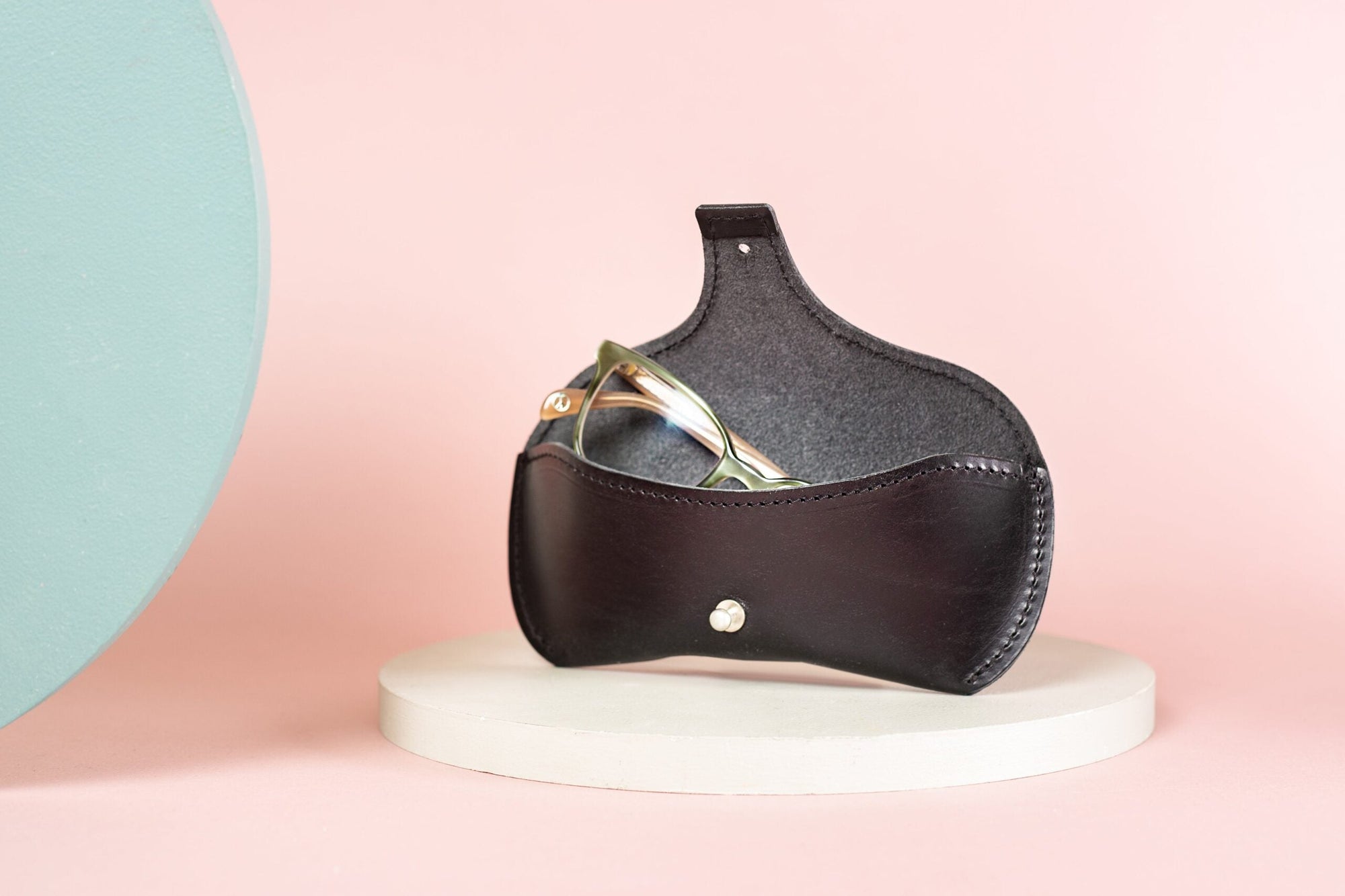 Black Leather Glasses Case