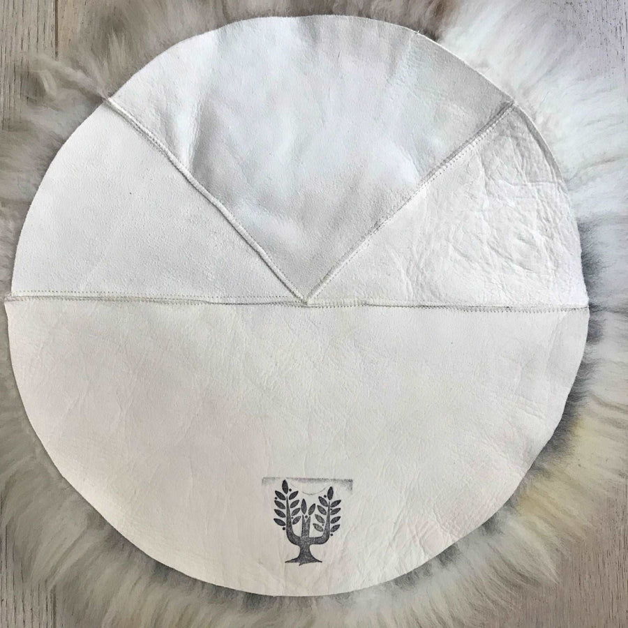 Premium 35cm round sheepskin seat pad, luxury British rare breed natural melange, handcrafted sustainable comfort, stylish home decor by Wildash London at brixbailey.com