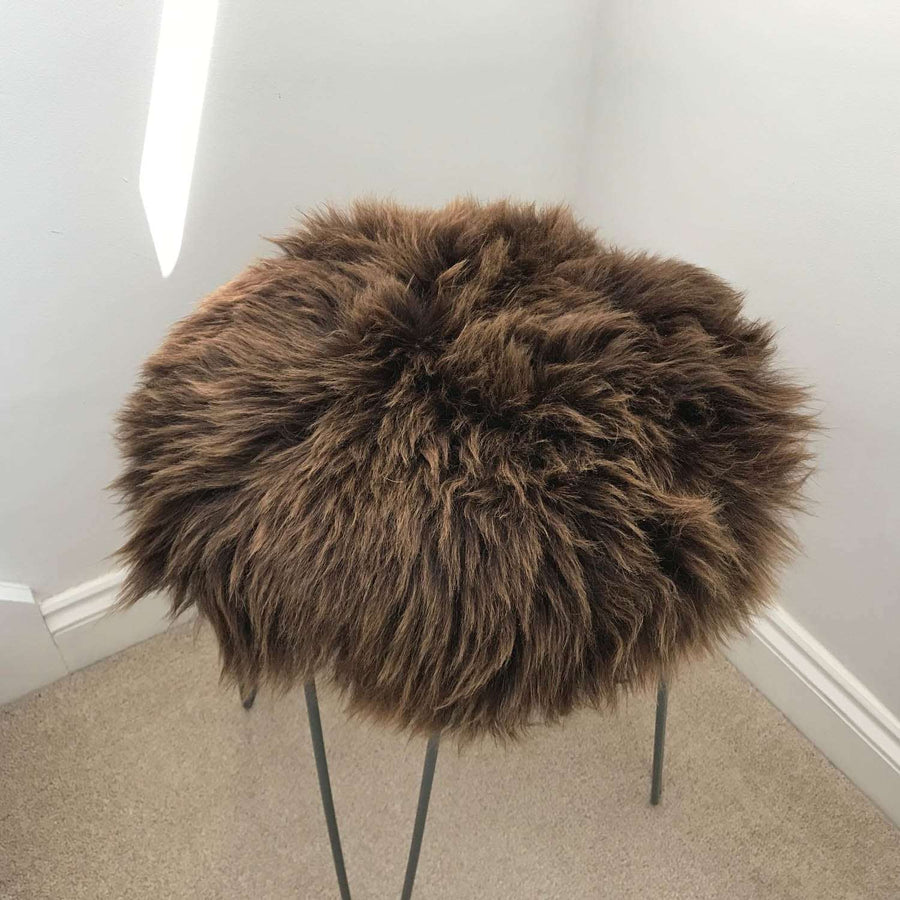 British Sheepskin Roundie Brown Natural Undyed ::: Seat Cover 35cm