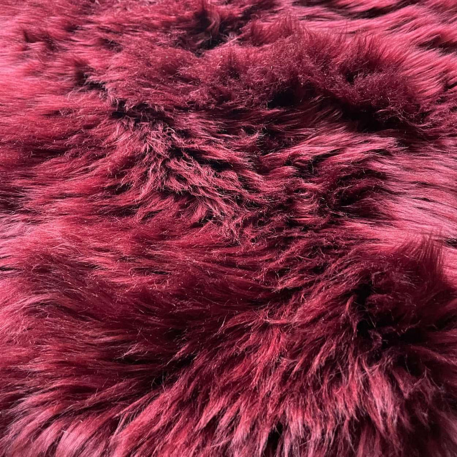 Luxury British sheepskin rug, premium fleece throw, rich Bordeaux red, large, handcrafted, sustainable, hypoallergenic, organic free-range wool by Wildash London at brixbailey.com