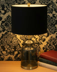 Glass Urn Table Lamp with Black Velvet Shade