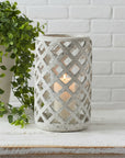 Grey Stone Ceramic Hurricane Lantern Medium