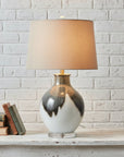 Grey Ombre Glass Table Lamp with Linen Shade