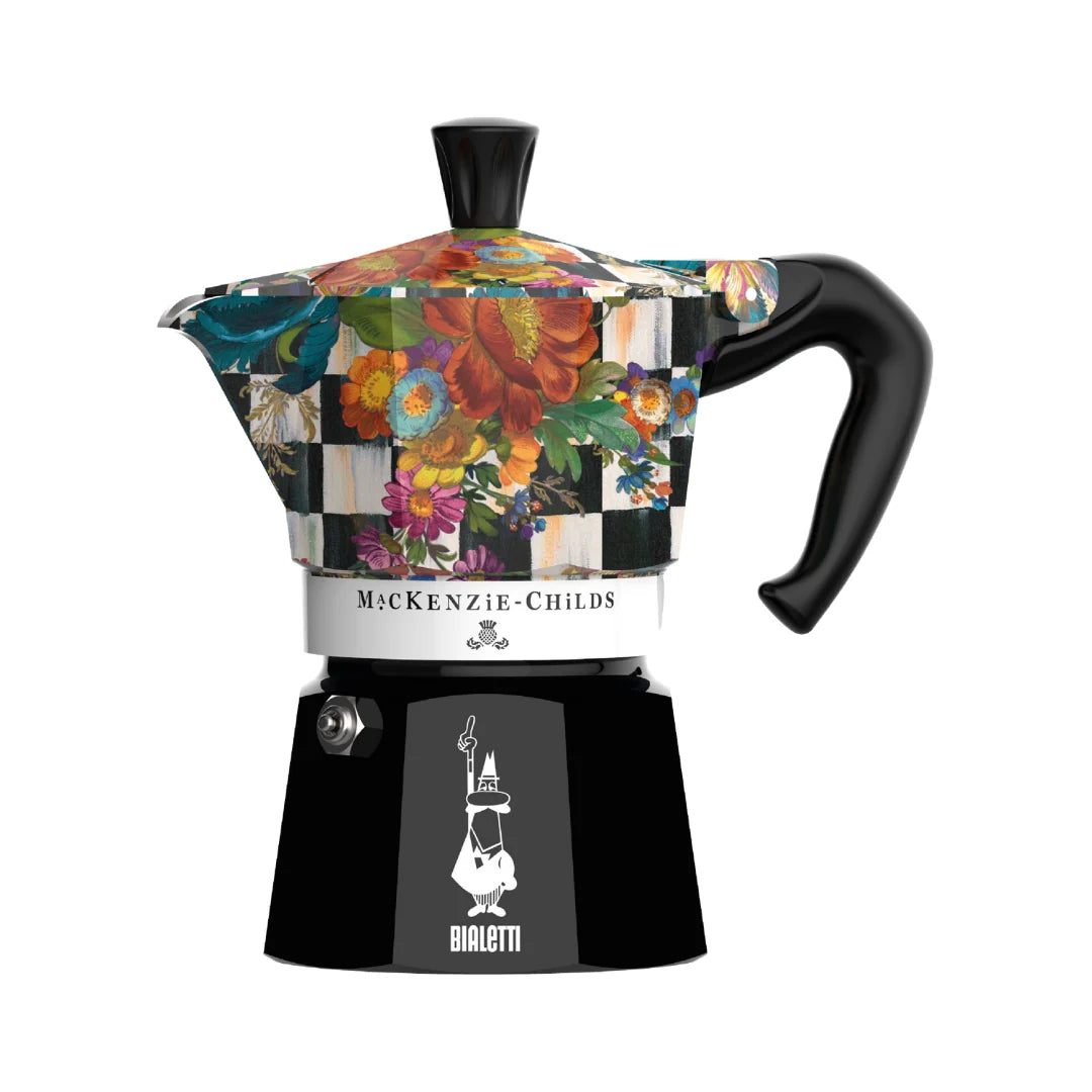 : Shop the Bialetti MacKenzie-Childs Moka Express stovetop coffee maker in Flower Market pattern at Brix + Bailey