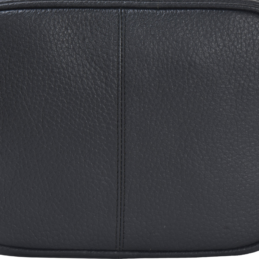 Black Leather Zip Around Half Moon Purse