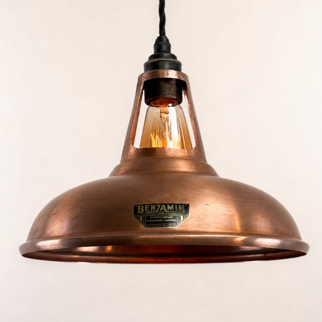 Shop Vintage Electrical at Brix + Bailey, restored copper Coolicon and RLM lampshades made in Norfolk