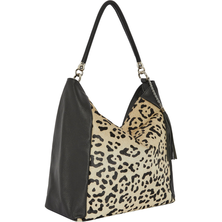 Ivory Animal Print Leather Shoulder Bag Brix and Bailey Ethical Leather Bag Brand