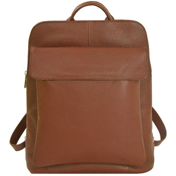 Tan Soft Leather Flap Pocket Backpack Brix and Bailey