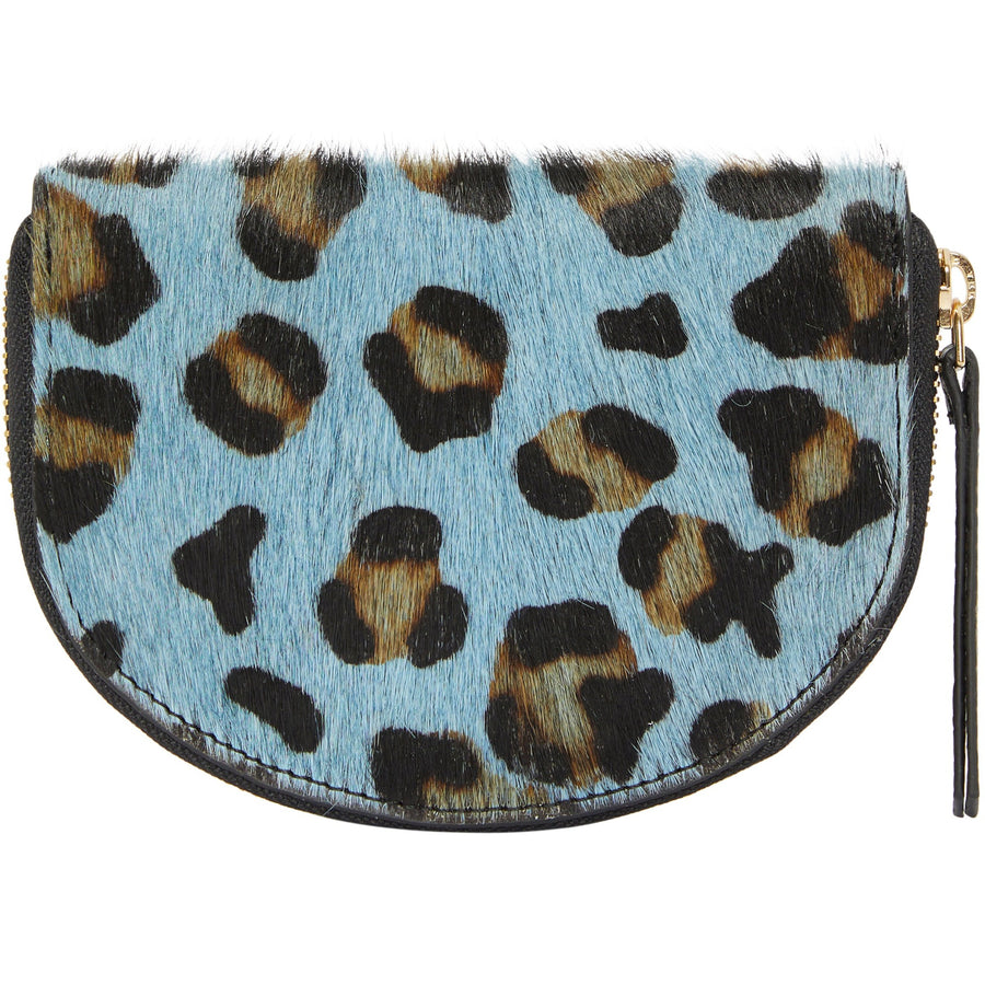 Blue Animal Print Leather Zip Around Half Moon Purse Brix and Bailey Brand