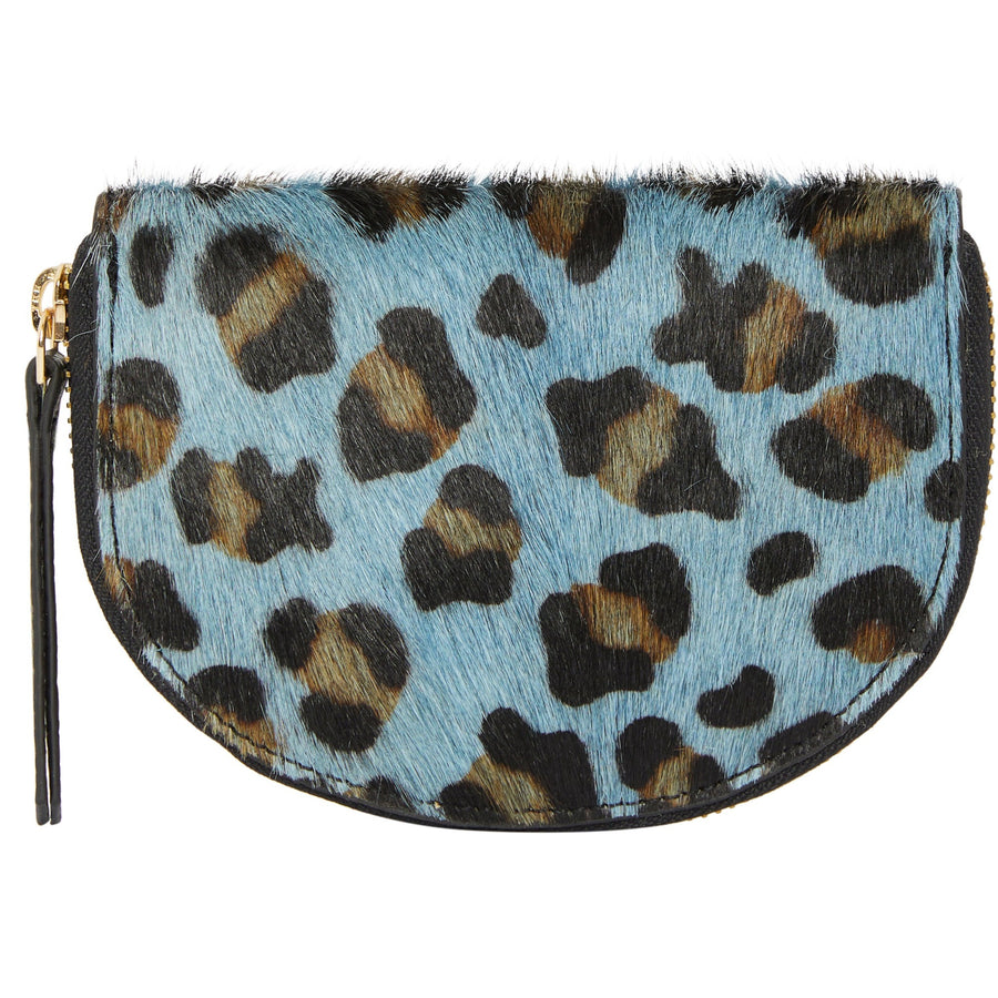 Blue Animal Print Leather Zip Around Half Moon Purse Brix and Bailey Brand