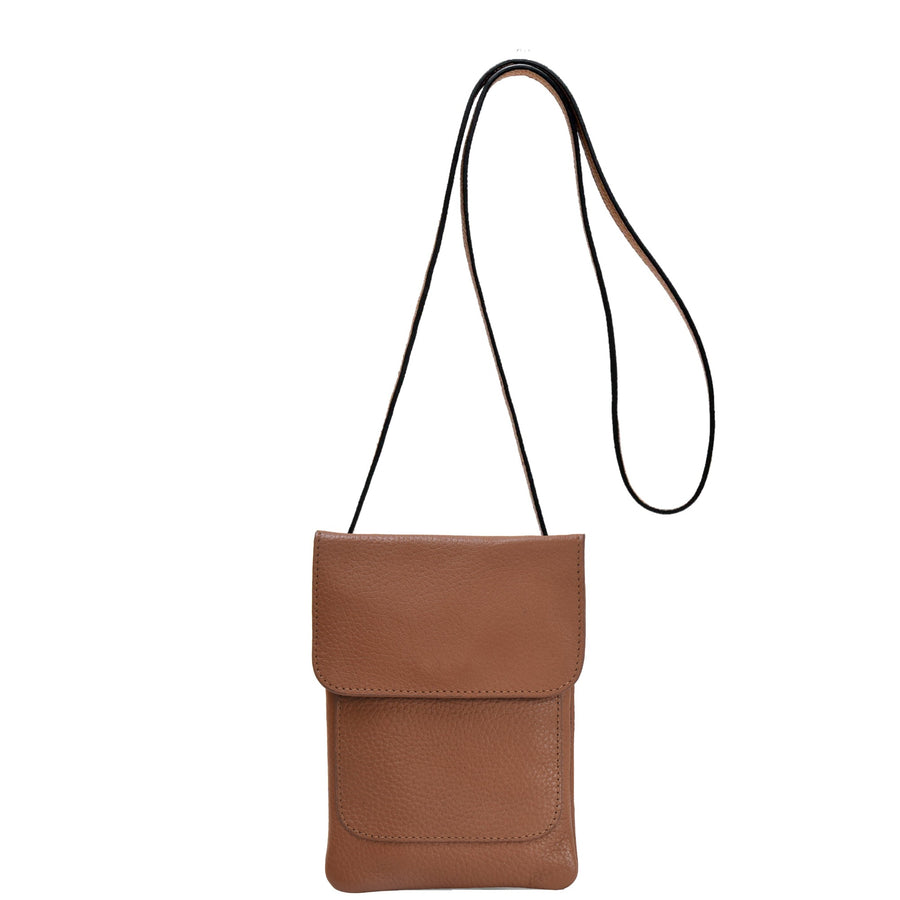 Tan Crossbody Leather Phone Bag Brix and Bailey