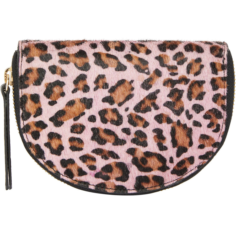 Pink Animal Print Leather Zip Around Half Moon Purse Brix and Bailey Ethical Brand