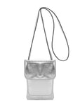 Silver Metallic Crossbody Leather Phone Bag Brix and Bailey Ethical Leather Brand