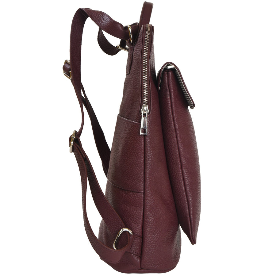 Plum Unisex Womens Leather Backpack Brix and Bailey Ethical Bag Brand