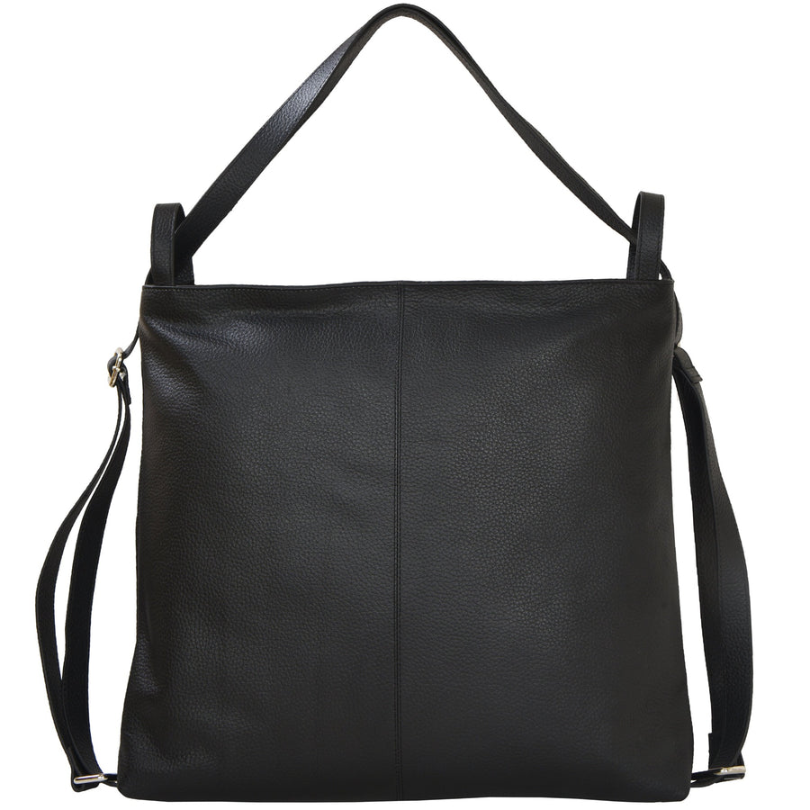 Black Leather Convertible Tote Backpack Brix Bailey Ethical Handbag Brand