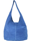 Cornflower Blue Suede Leather Hobo Boho Shoulder Bag Brix and Bailey Ethical Handbag Brand