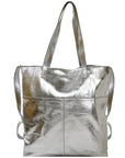 Silver Metallic Everyday Leather Tote Brix and Bailey Ethical Handbag Brand