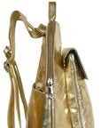 Gold Metallic Leather Flap Pocket Backpack Brix and Bailey Ethical Bag Brand 