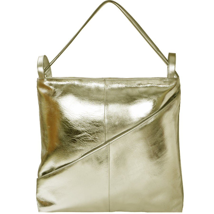 Gold Metallic Leather Convertible Tote Backpack Ethical Sustainable Brix Bailey Bag Brand