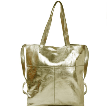 Gold Metallic Leather Tote