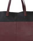 Burgundy Two Tone Horizontal Leather Tote Brix and Bailey Ethical Bag Brand